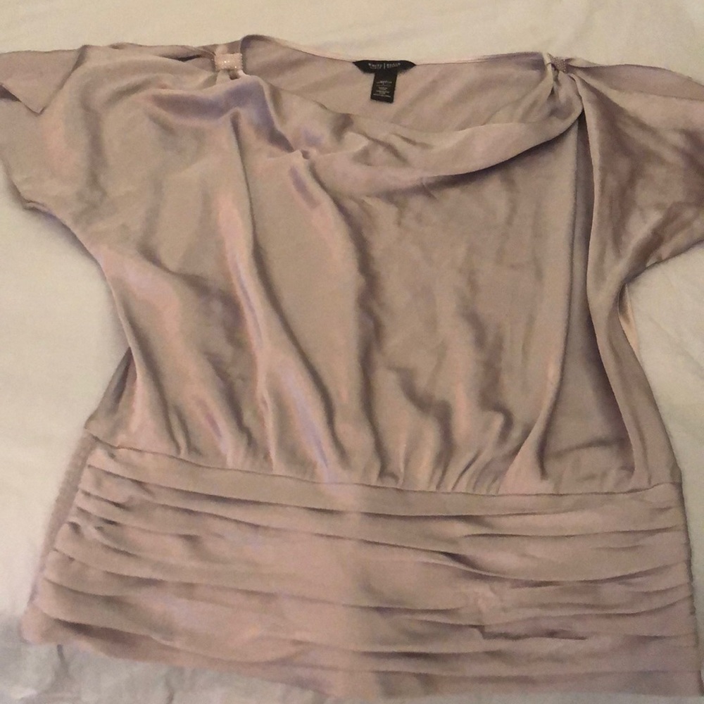 Silk Stretch WHBM blouse w/ shoulder detail